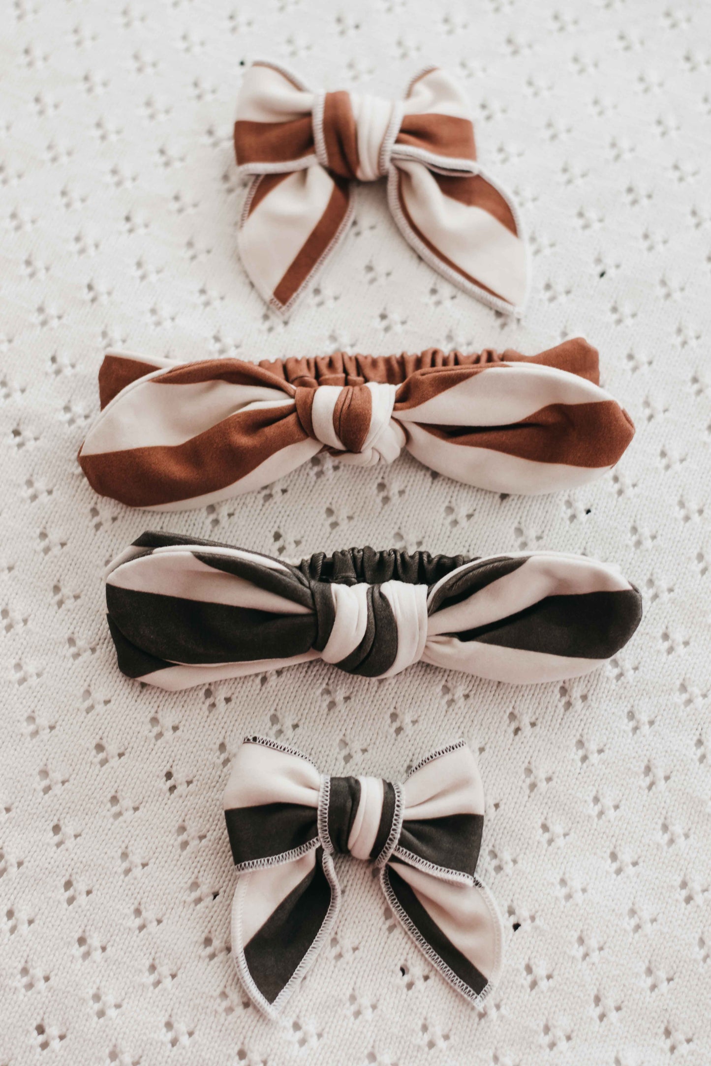 Charcoal Stripe Bows (Various)